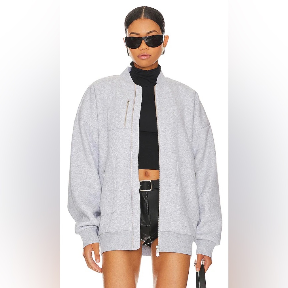 Lovers + Friends Heather Grey Jaida Bomber Jacket SMALL